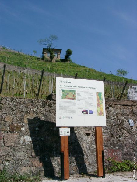 Infotafel über das Weinanbaugebiet Hessische Bergstraße