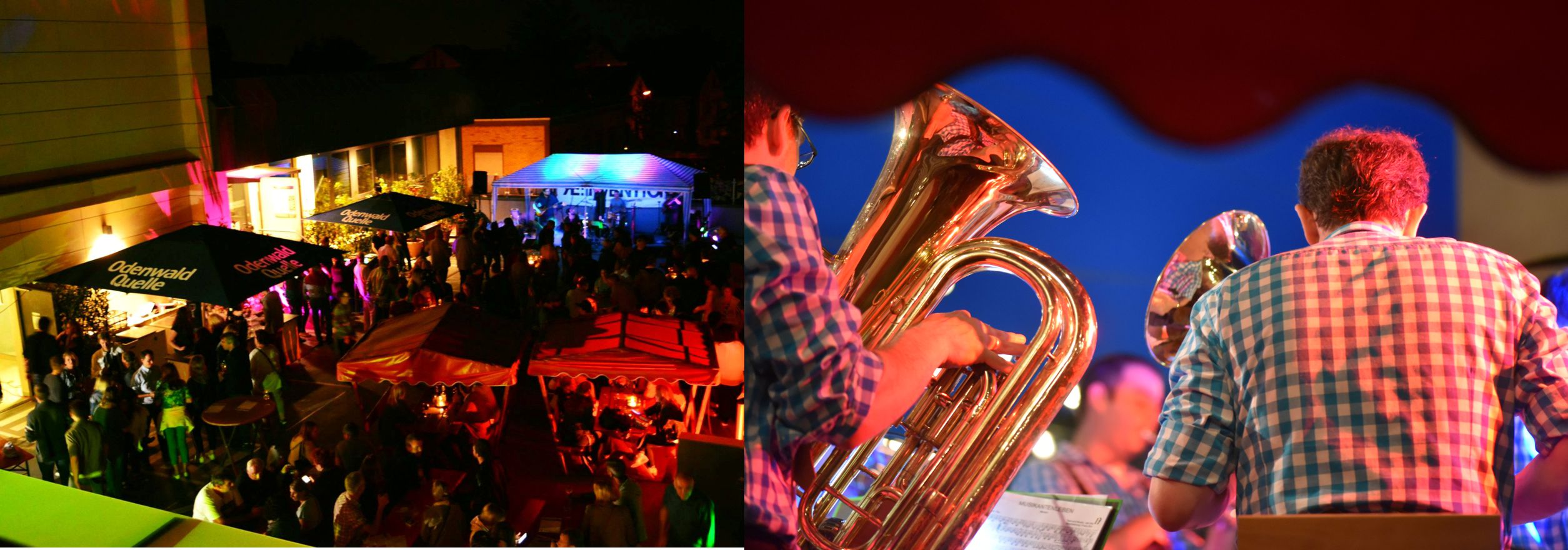 Bergsträsser Winzer eG. Imagebilder von einem ehemaligen Wein- und Sektfest. Besucher und Band